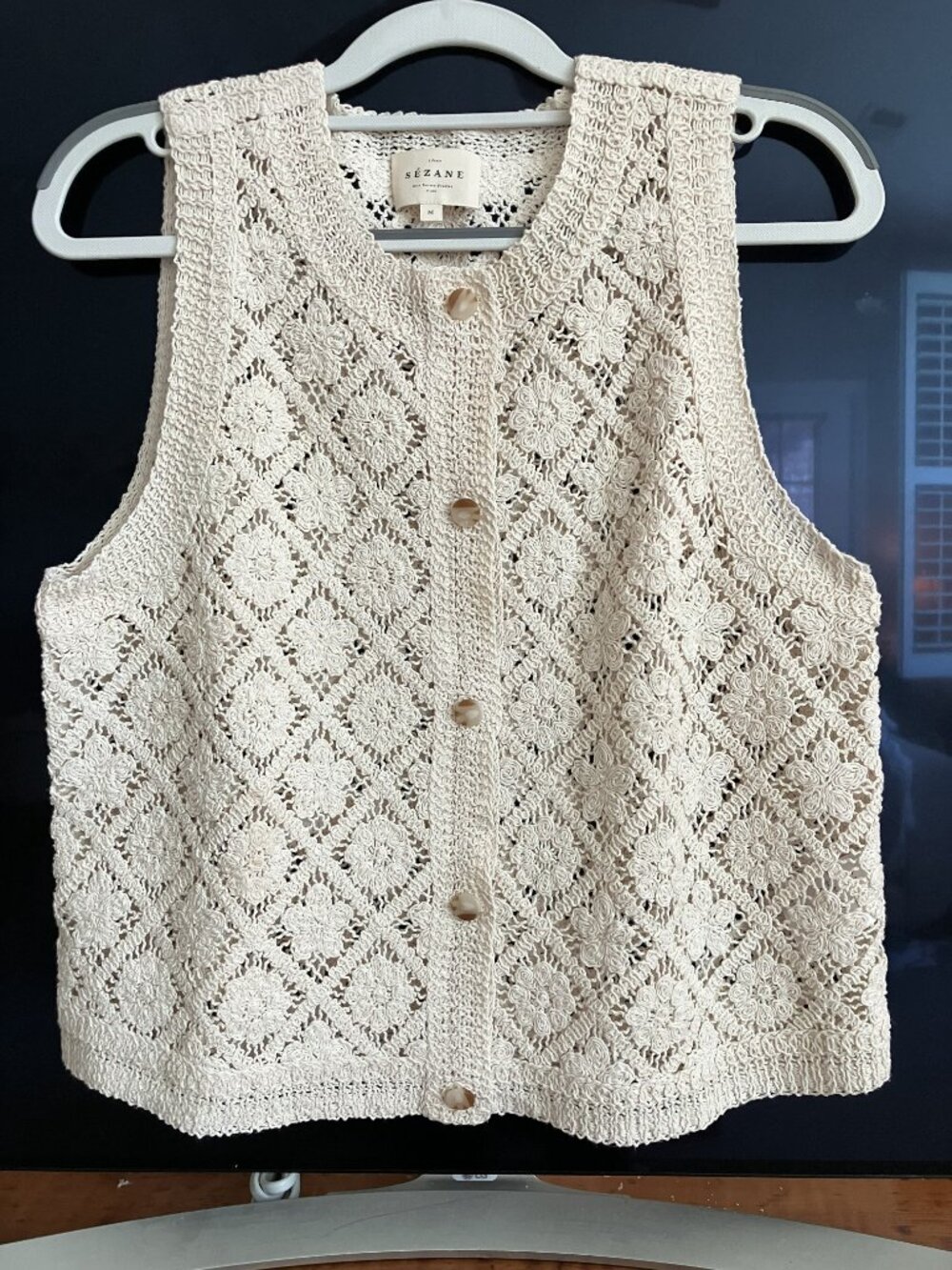 Sezane's Guipure Top in Ecru, Size Large